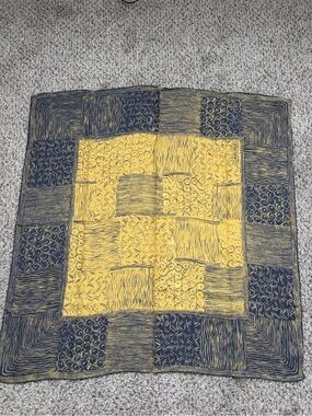 Carlisle Woven Silk Square Scarf Gold & Black Geometric Logo Accent